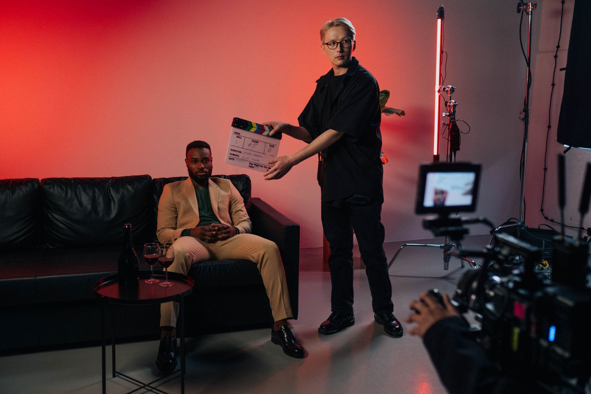Broadcasting cameras on set of a show